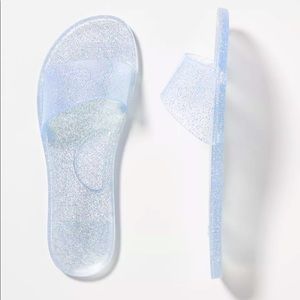 NWT Matisse x Anthropologie Jelly Sandals, size 9, sparkly silver, BRAND NEW!